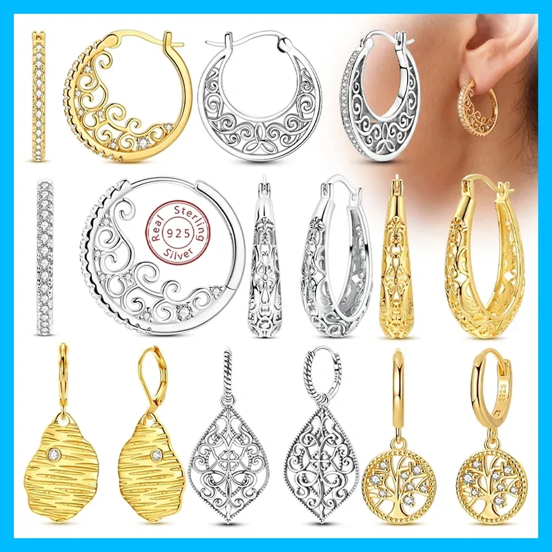 925 Sterling Silver Vintage Scroll Women's Hoops Earrings Fit Earrings Women Drop Earring For Anniversary Wedding Jewelry Gifts