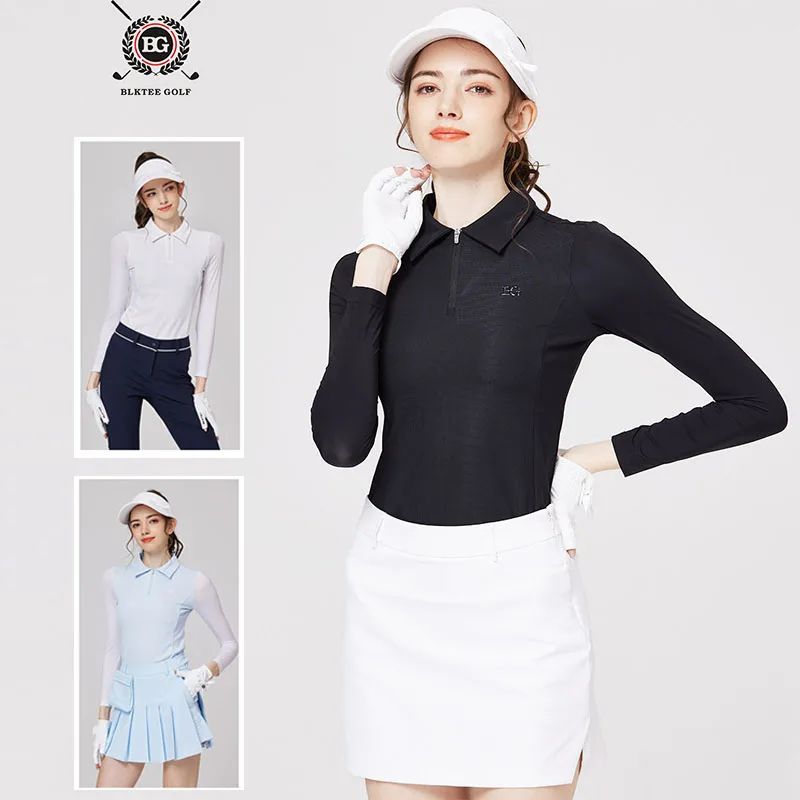 

Женская одежда для гольфа Blktee: солнцезащитная рубашка с длинным рукавом, воротник на молнии, быстросохнущие топы для гольфа, женские плиссированные короткие юбки, юбка-шорты для отдыха