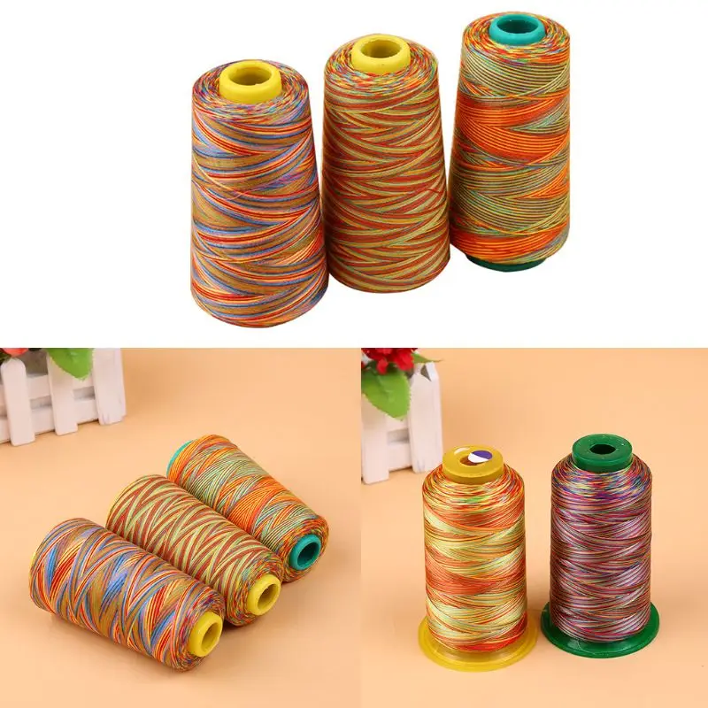 Yards Multicolored Graident Rainbow Polyester Embroidery Sewing Thread Stitching Yarn DIY Knitting Drop Shipping