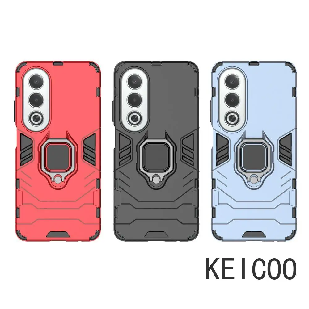 Magnetic Car Bracket Shell for Oppo A3 K12x F27 A60 A80 Reno12 Realme 13 Pro Plus Youth 5G Ring Buckle Solid Color Phone Case