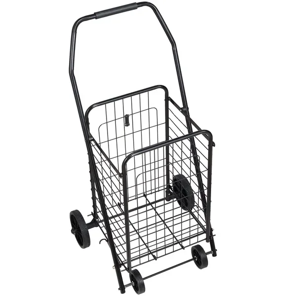 

Shopping Cart, Folding Grocery Utility Cart with Swivel Wheels, 90 LBS Large Load Capacity, Heavy Duty Rolling Laundry Basket
