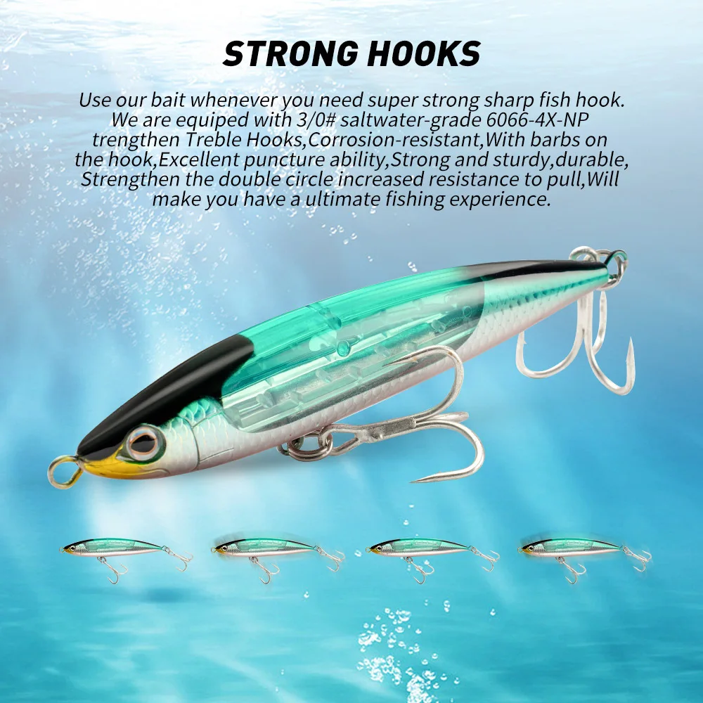 

15cm 17cm floating big pencil fish bait 70g102g deep sea boat fishing wave bait tuna bait прикормка для рыбалки