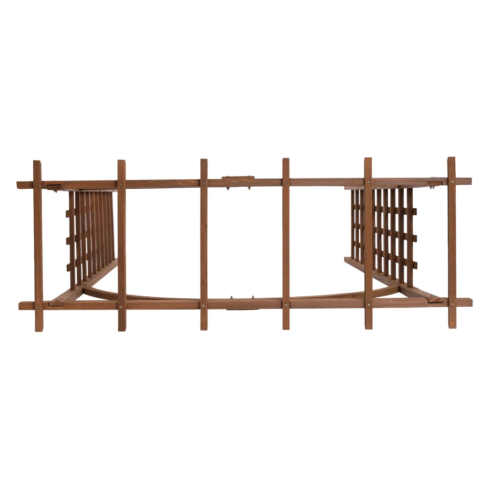 7FT Dark Brown Fir Wood Garden Arbor Arch with Flat Pergola Top & Side Lattice Trellis, Weather Resistant Wooden Rose Vine Climbing Support Archway, Freestanding Disassemble Plant Trellis for Backyard Patio Wedding Outdoor Decor