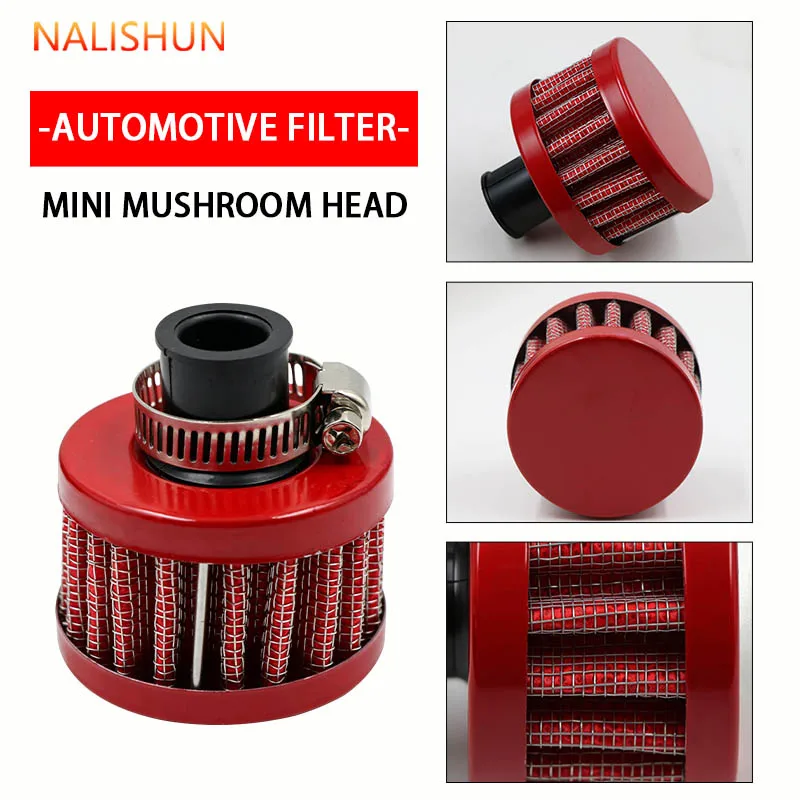 Universal 12mm High Flow Air Filter, Cold Air Intake Breather for Motorcycle, Crankcase Vent Cover, Mini Mushroom Head, Durable