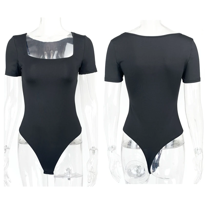 ملابس داخلية صيفية بأكمام قصيرة وياقة مربعة ومتينة رومبير مرن مثير Y2k ملابس نسائية موضة نادي الحفلات 2521