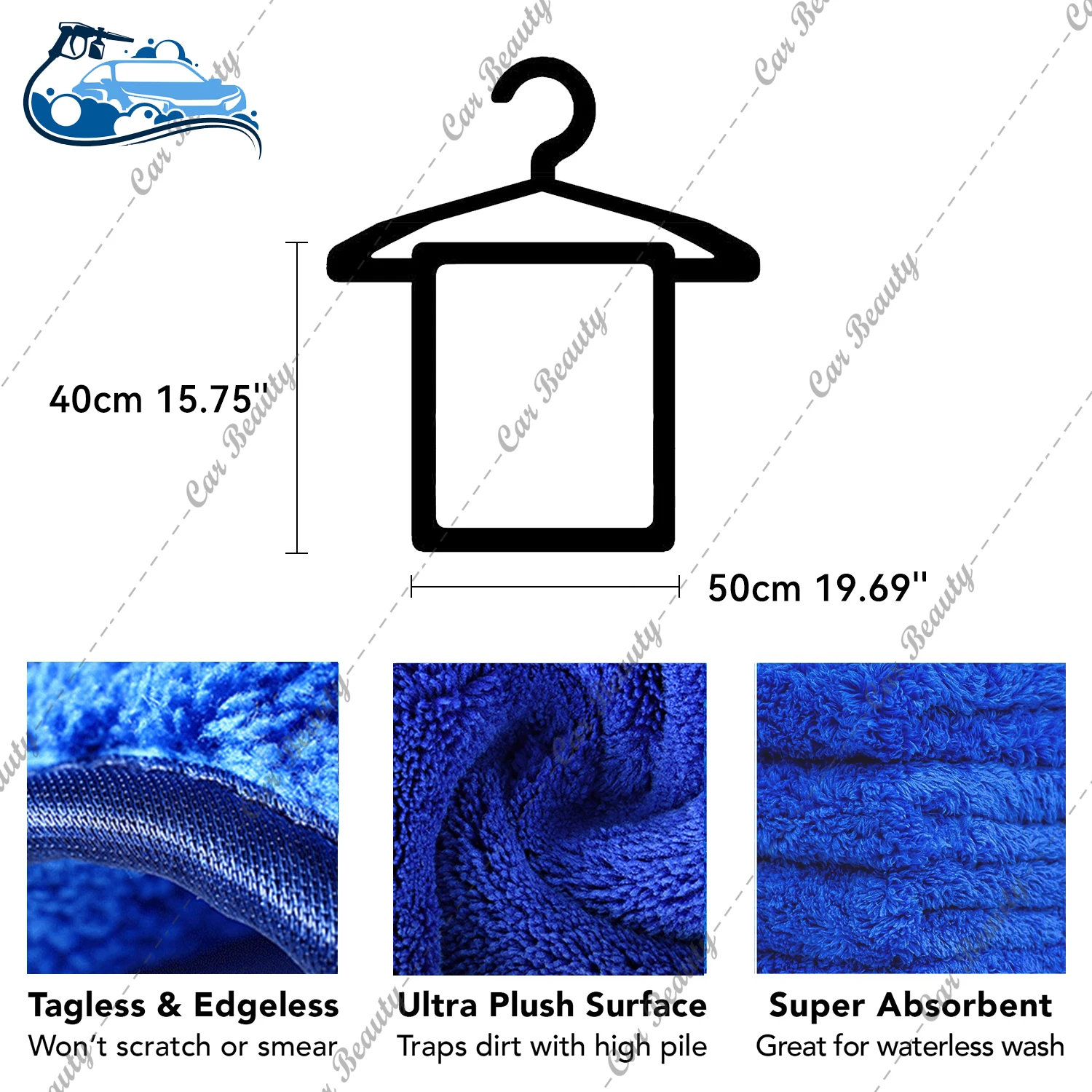 Microfiber Towels for Cars Super Soft Detailing Buffing Scratch-Free Absorbent Auto Drying Wash Cleaning Cloths 584GSM 1Piece