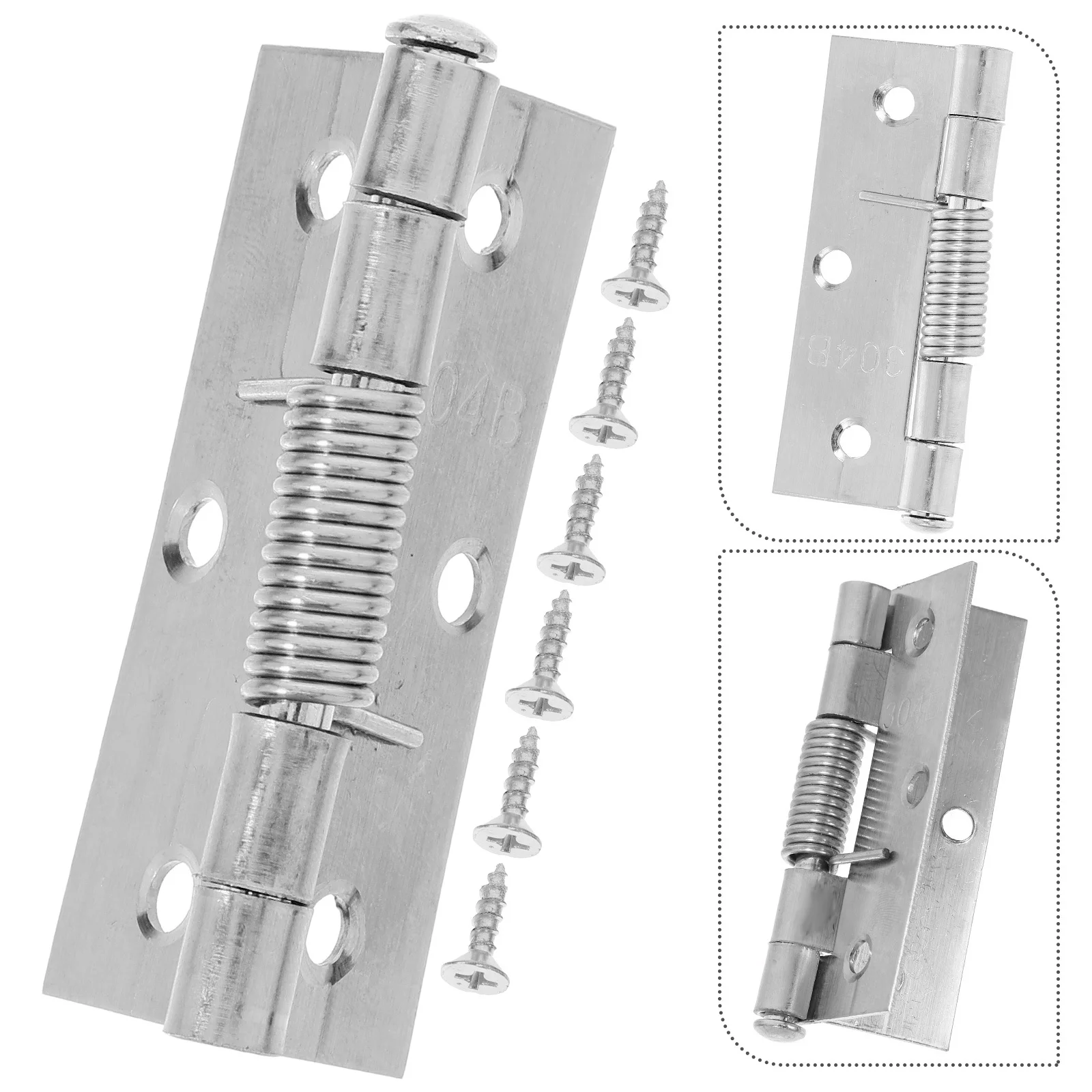 

2pcs Self Closing Door Hinges Heavy Duty Stainless Steel Spring Loaded Hinge For Basement Bathroom Laundry Room Automatic