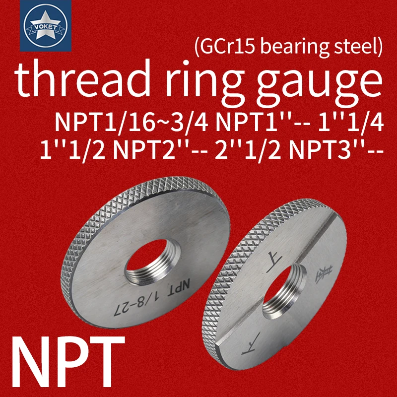 

VOKET TAP 1SET NPT Taper Pipe Thread Ring Gauge Measure Tool NPT1/16~3/4 NPT1''-- 1''1/4 1''1/2 NPT2''-- 2''1/2 NPT3''--