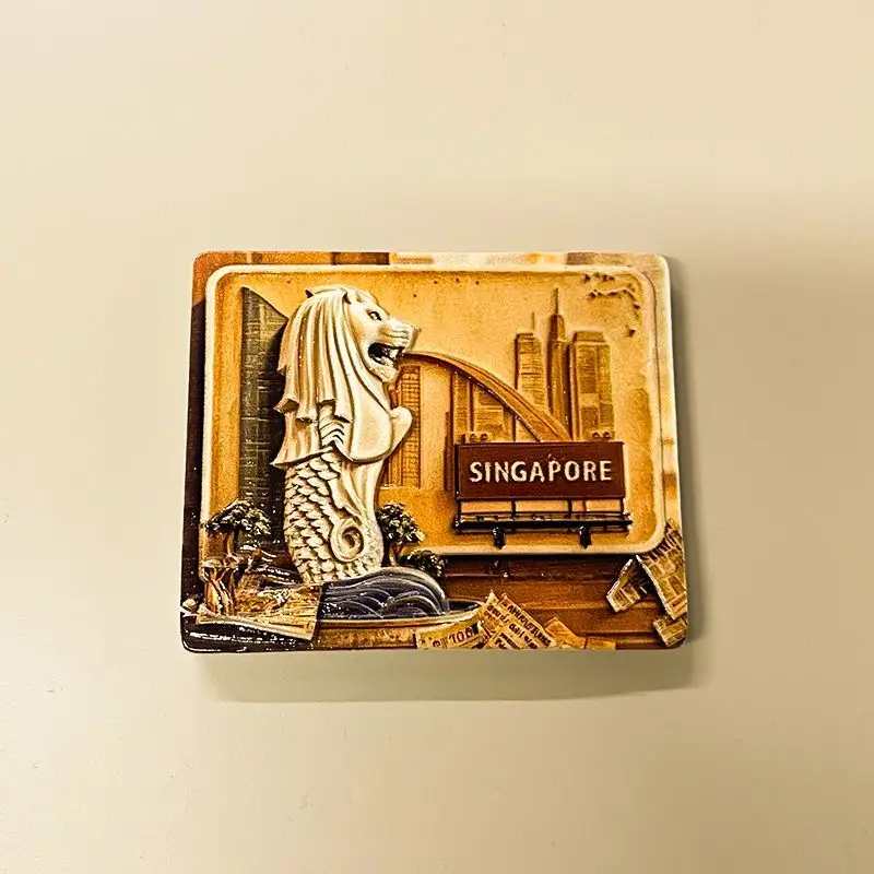 

Singapore Refrigerator Magnet Travel Souvenir Sands Hotel Merlion Landmark Building 3D Embossed Magnetic Stickers