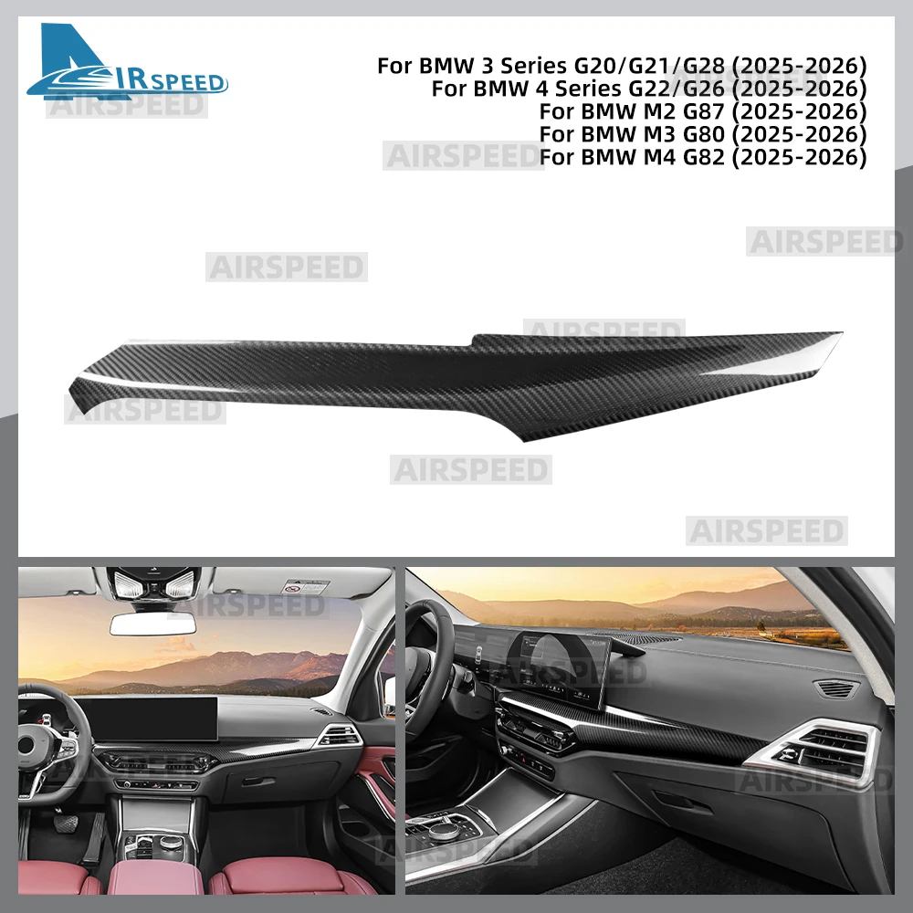 Real Hard Carbon Fiber for BMW 3 4 Series G20 G21 G22 G26 G28 M2 M3 M4 G80 G87 G82 2025 2026 Car Central Dashboard Panel Sticker