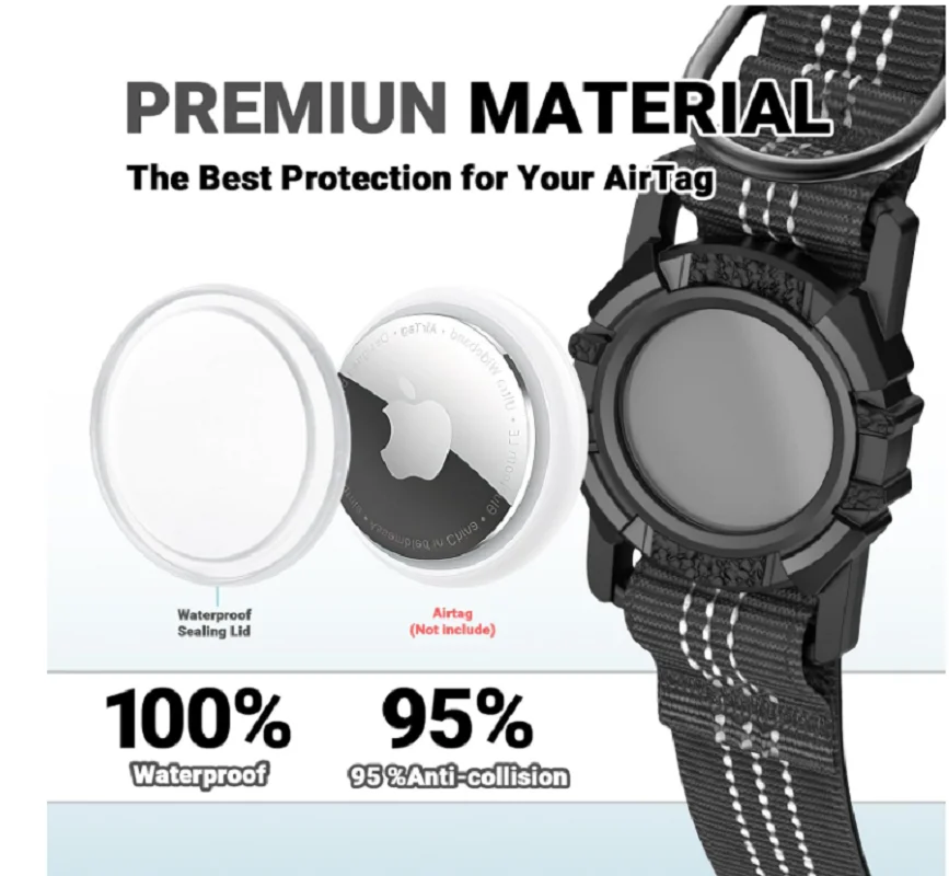 AirTag Dog Collar, IP68 Waterproof Integrated Air Tag Dog Collars with Reflective, Ultra-Durable, Comfortable Padded view 5