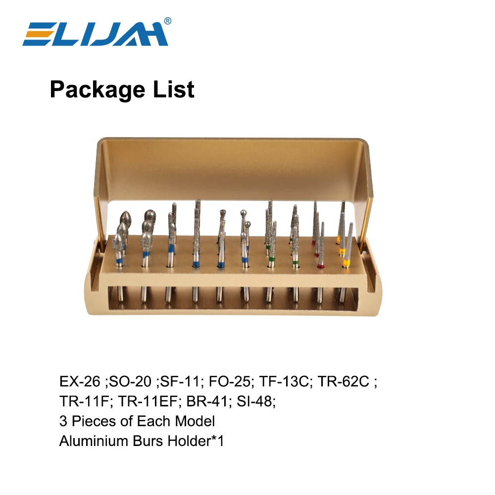 ELIJAH 30pcs Dental Diamond Burs Drill Disinfection Block High Speed Handpiece Burs Holder Alumimum Instrument Teeth Tool