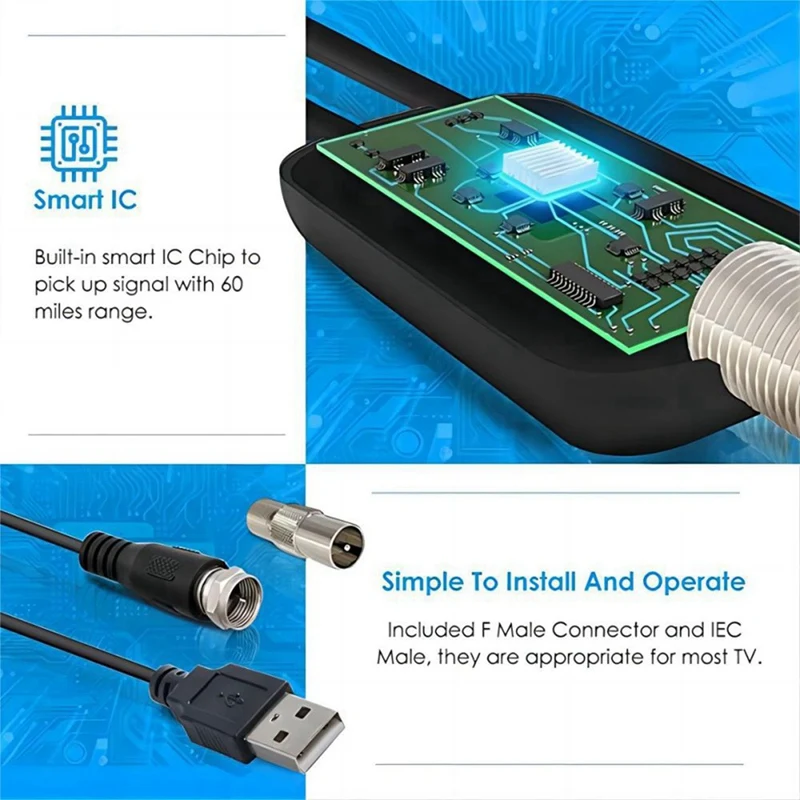 Y45A-4K 1080P Antenna For Digital Tv With Amplifier With Strong Signal Digital TV Hd Antenna For Atsc/Dvb-T/Isdb Smart Hdtvs