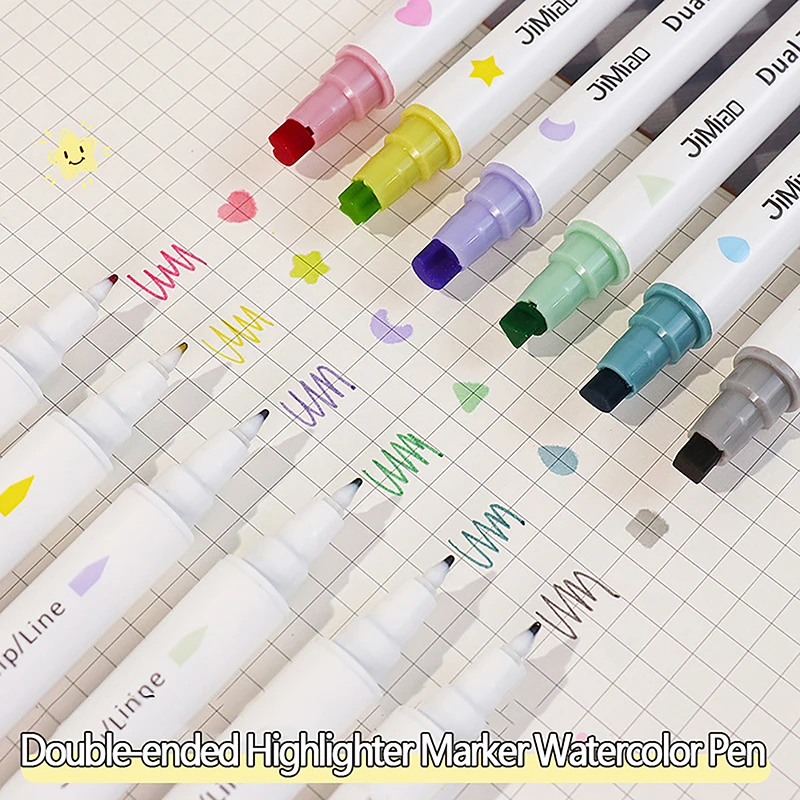 1/6Pcs Quick Dry Seal Double-ended Highlighter Marker Watercolor Pen Student Diary Scrapbook Painting Note DIY Making Stationery