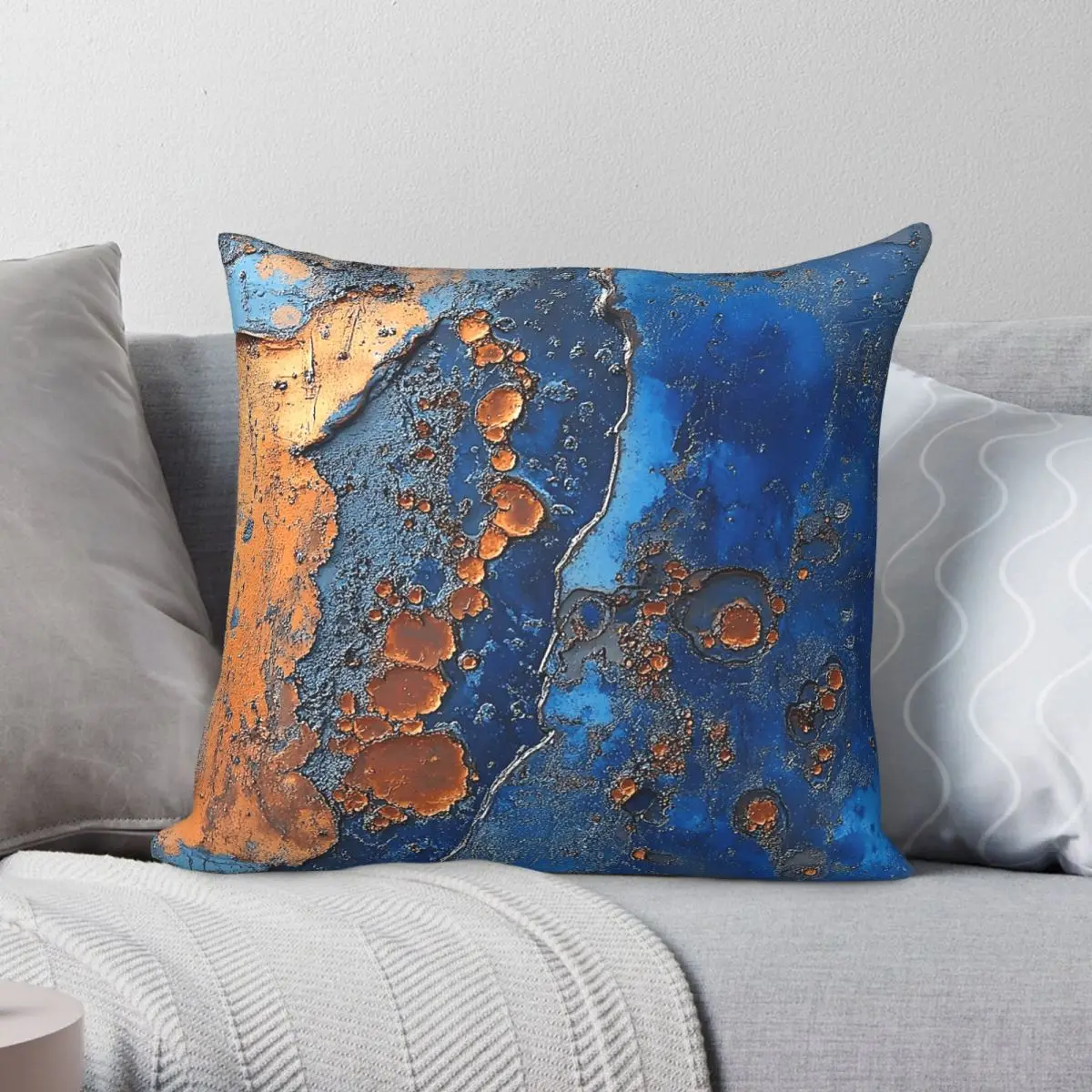 Copper Gold Blue Rust Square Pillowcase Polyester Linen Velvet Printed Zip Decorative Pillow Case Sofa Cushion Case