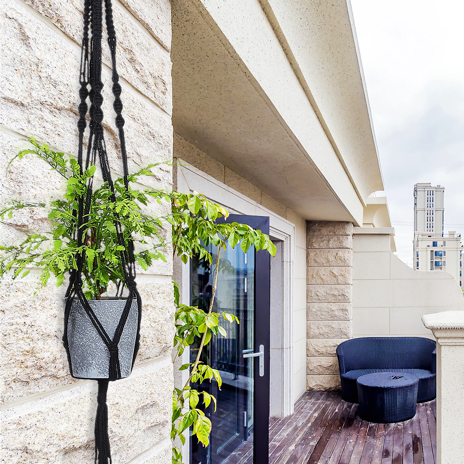 

Hand woven Macrame Plant Hanger Indoor Flower Pot Holder for Windows Balconies Bohemian Style Hanging Basket Planter