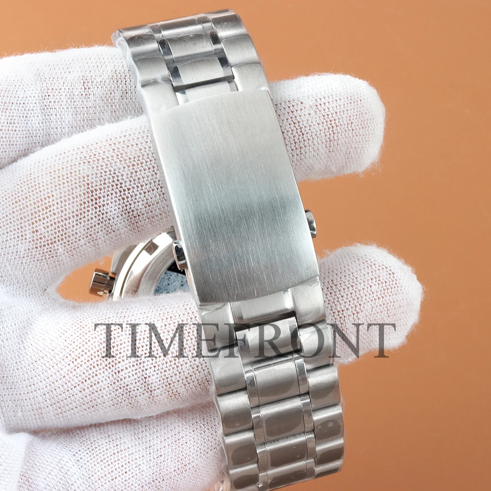 40mm VK63 Silver Watch Case Blue Green Black Silver Bezel Insert For VK63 VK64 Quartz Chronograph Movement 316L Steel Bracelet