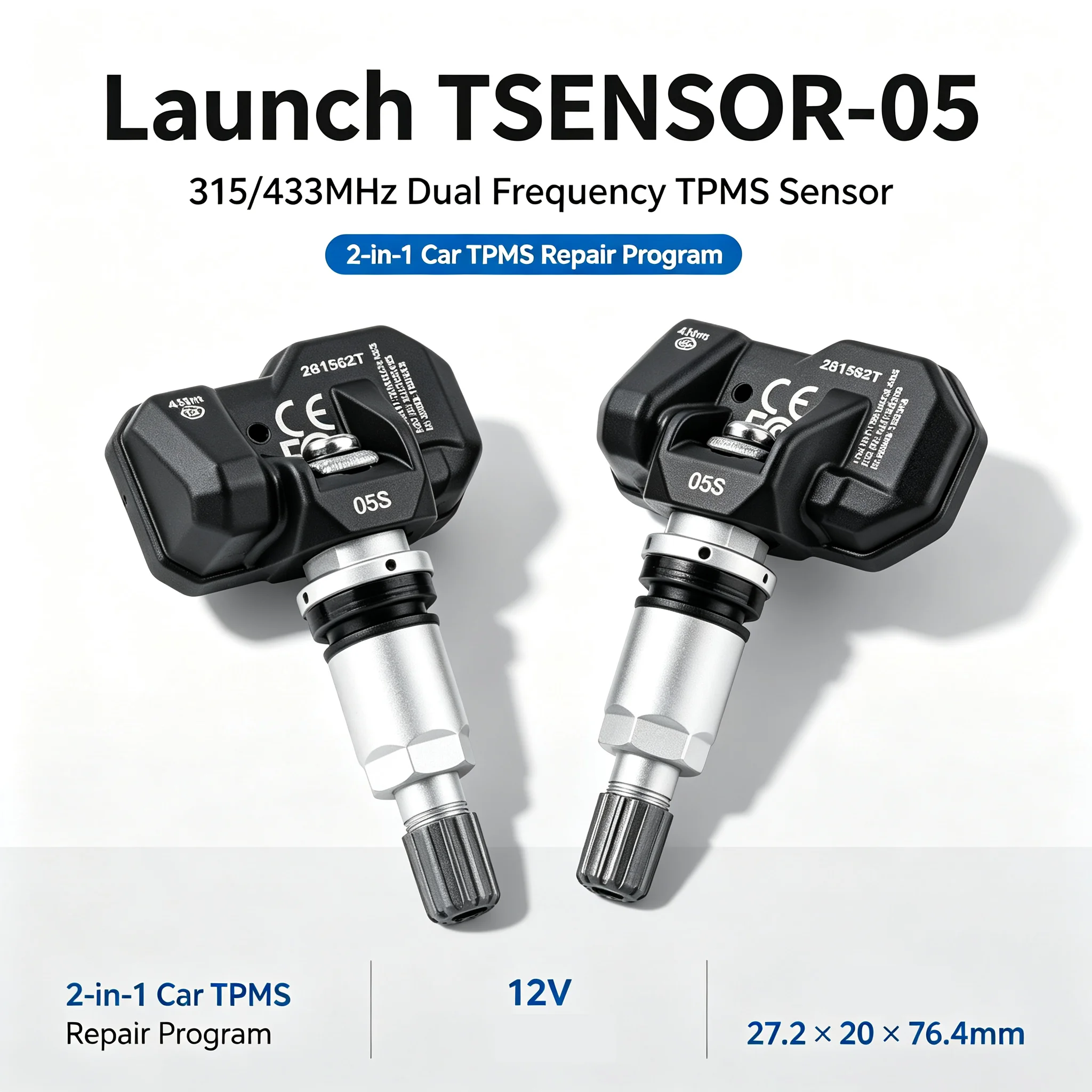 LAUNCH TPMS RF Sensor X431 RF05 315MHz 433MHz Dual Frequency Programmable Tire Pressure Monitoring Sensor Rubber Valve