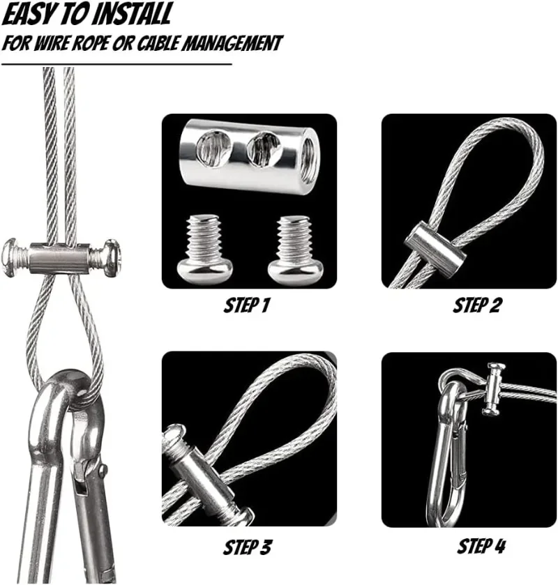 Double Hole Wire Rope Clamps Clothesline Suspension Cable Clamp Adjustable Screw Copper Wire Lock Rope Clip Hardware Fastener