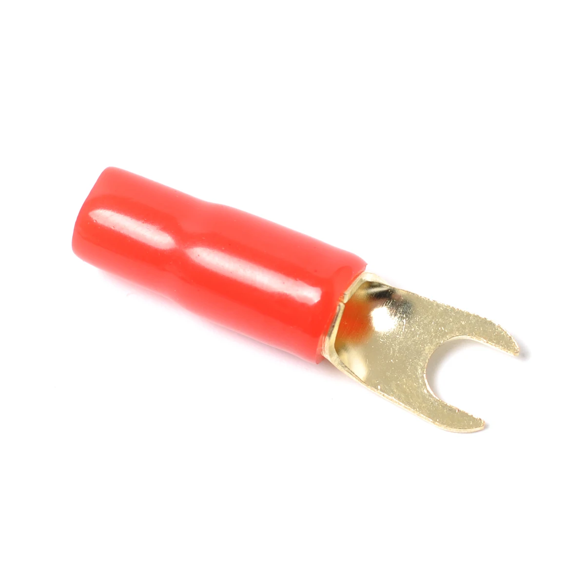 

10PCS Crimp Terminals 8GA Spade Connectors Gold Plated Copper Fork Speaker Wire Anti Corrosion Power Audio Red Black Boots Cable