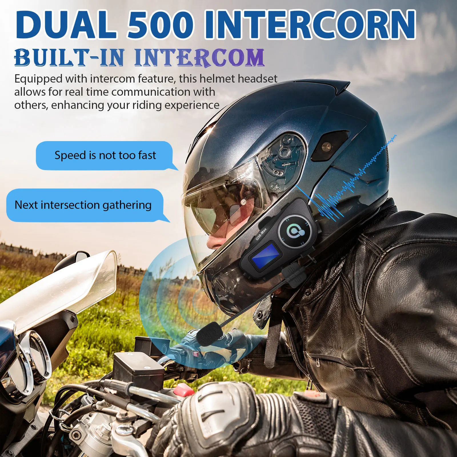 1Pair Motorcycle Headset Wireless Call LCD Screen Headphones Built in Intercom Cycling Accessories Motorcycle Headphone