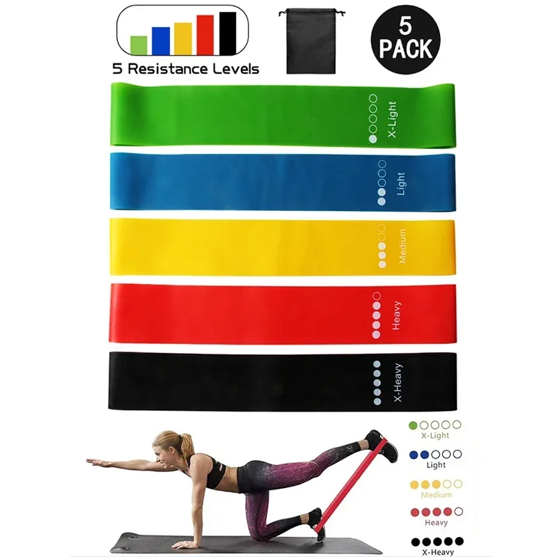 5pcs Resistance Bands Set Yoga Elastic Band for Fitness Exercise Stretch Belt 5 Resistance Level Workout Bands Fitness Equipment