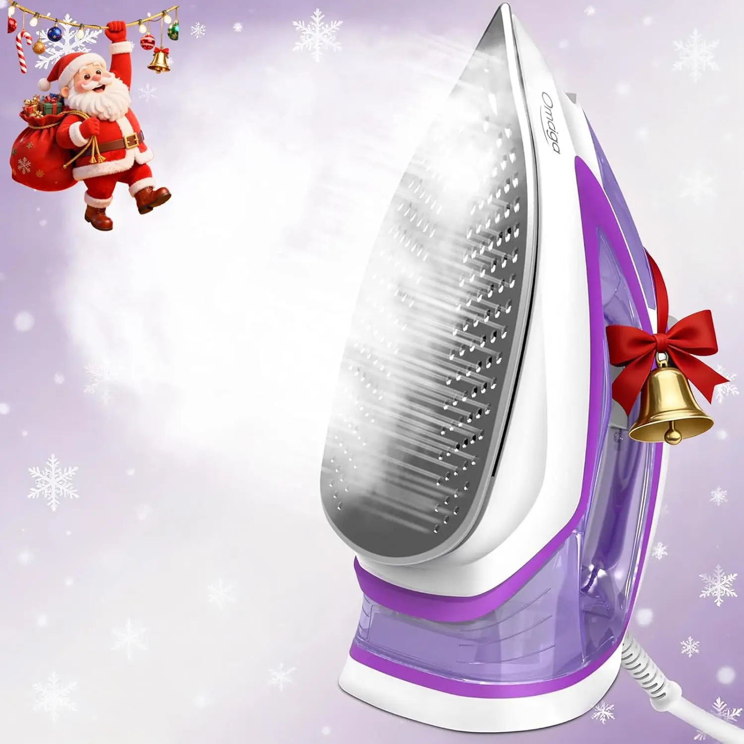 

1750W Steam Iron with Ceramic Soleplate, Rapid Heating, Self-Cleaning, Auto-Off for Home Use