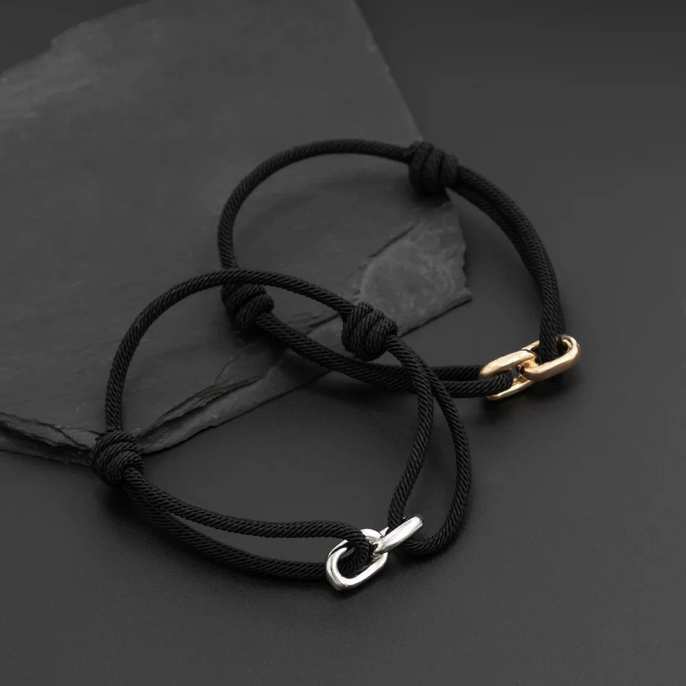 Hip-Hop Schwarzes Milanaise-Seil-Armband Retro Herren Kreuzverschluss-Armband Schmuck Mode Einfaches Damen-Armband Accessoires – Detail 4