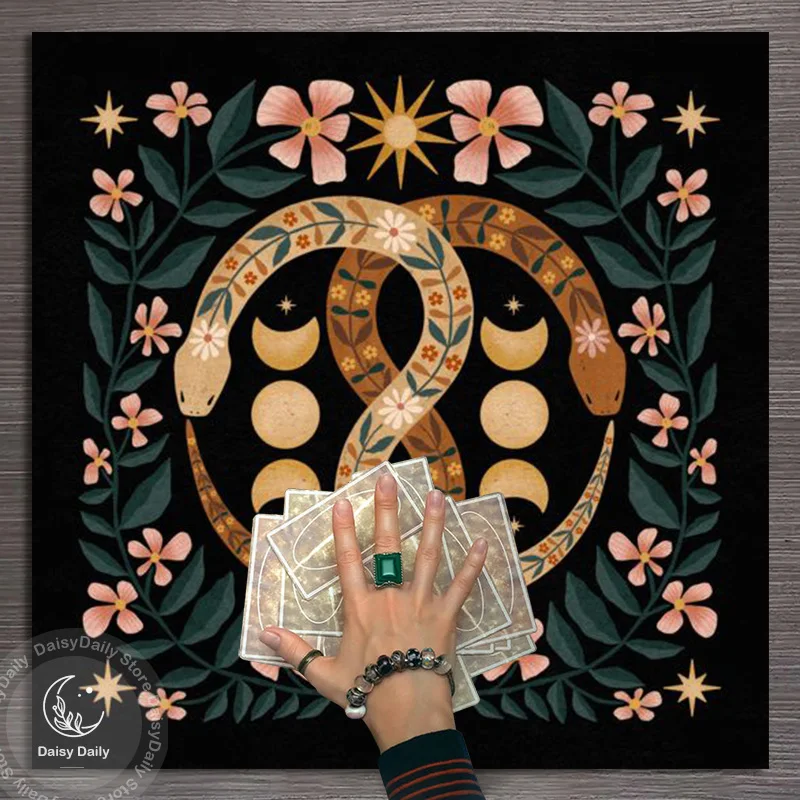 الشمس القمر الأفعى التارو حصيرة التارو القماش مذبح ضريح النبات زهرة مفرش المائدة القماش العرافة مذبح القماش مجلس بطاقة الألعاب وسادة ديكور