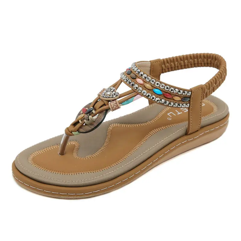 

2024 Summer Women Flip Flops Bohemian Style Flat Heels Beach Sandals Ladies Shoes for Casual Soft bottom Sandals Shoes