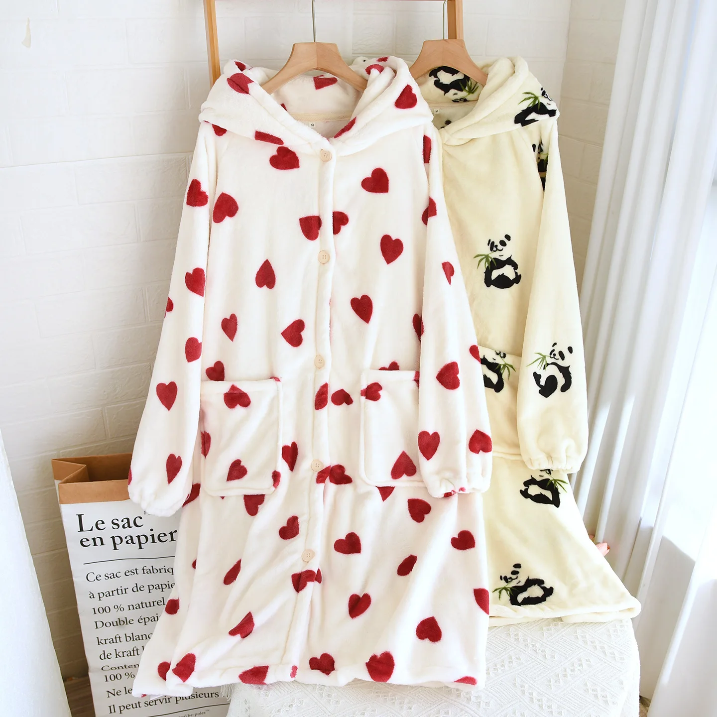 

Осенне-зимняя фланелевая ночная рубашка с принтом в стиле принцессы, милая утолщенная теплая коралловая бархатная домашняя одежда с капюшоном