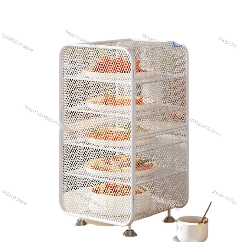 Multi-layer Kitchen Vegetable Storage Rack, Breathable Food Cover for Leftovers, Stackable Veggie Organizer with Dust Cover