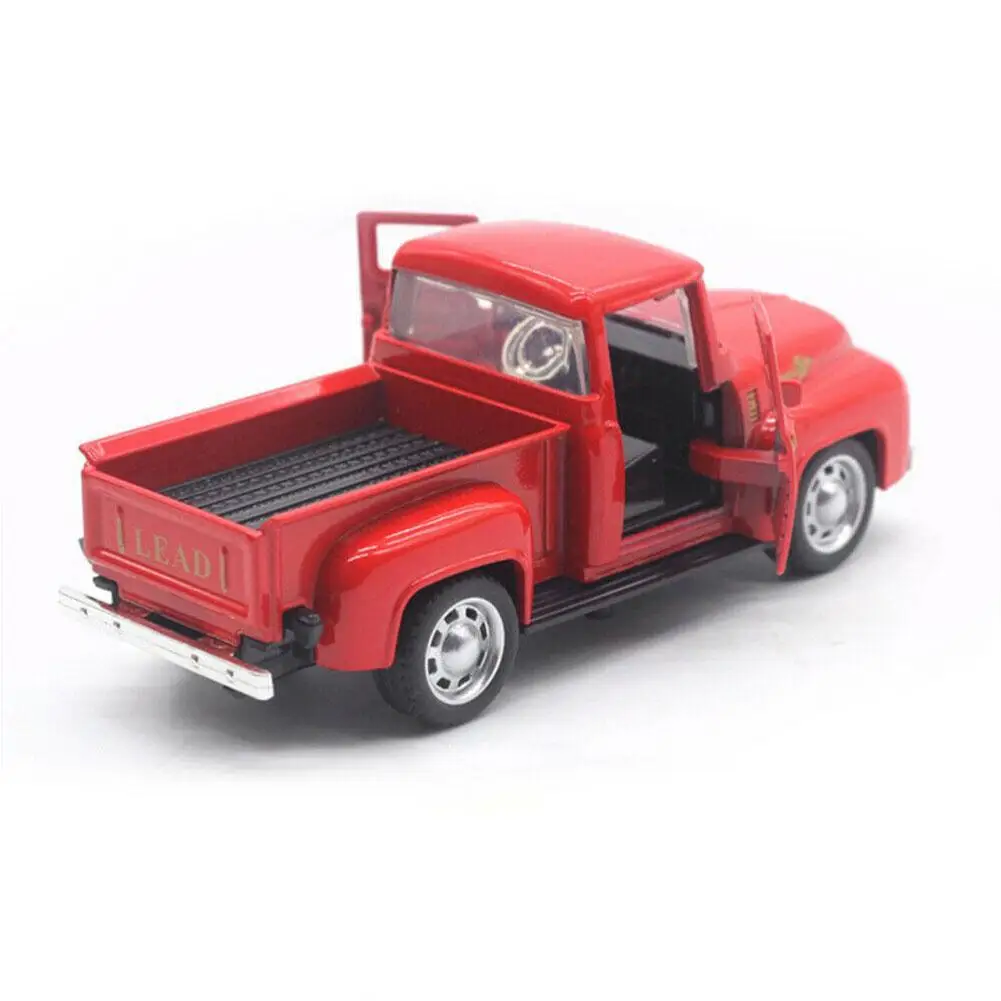 1/32 Red Metal Truck Toy Vintage Red Mini Desktop Decoration Kids Children\'s Christmas New Year Toy Gifts Non-remote Control