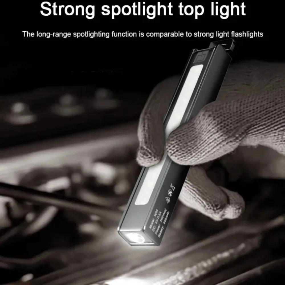LED Flashlight Magnetic Work Light Type-C Fast Charge Multi-functional Ruler Inspection Pen Light Outdoor Repair Light with Hook