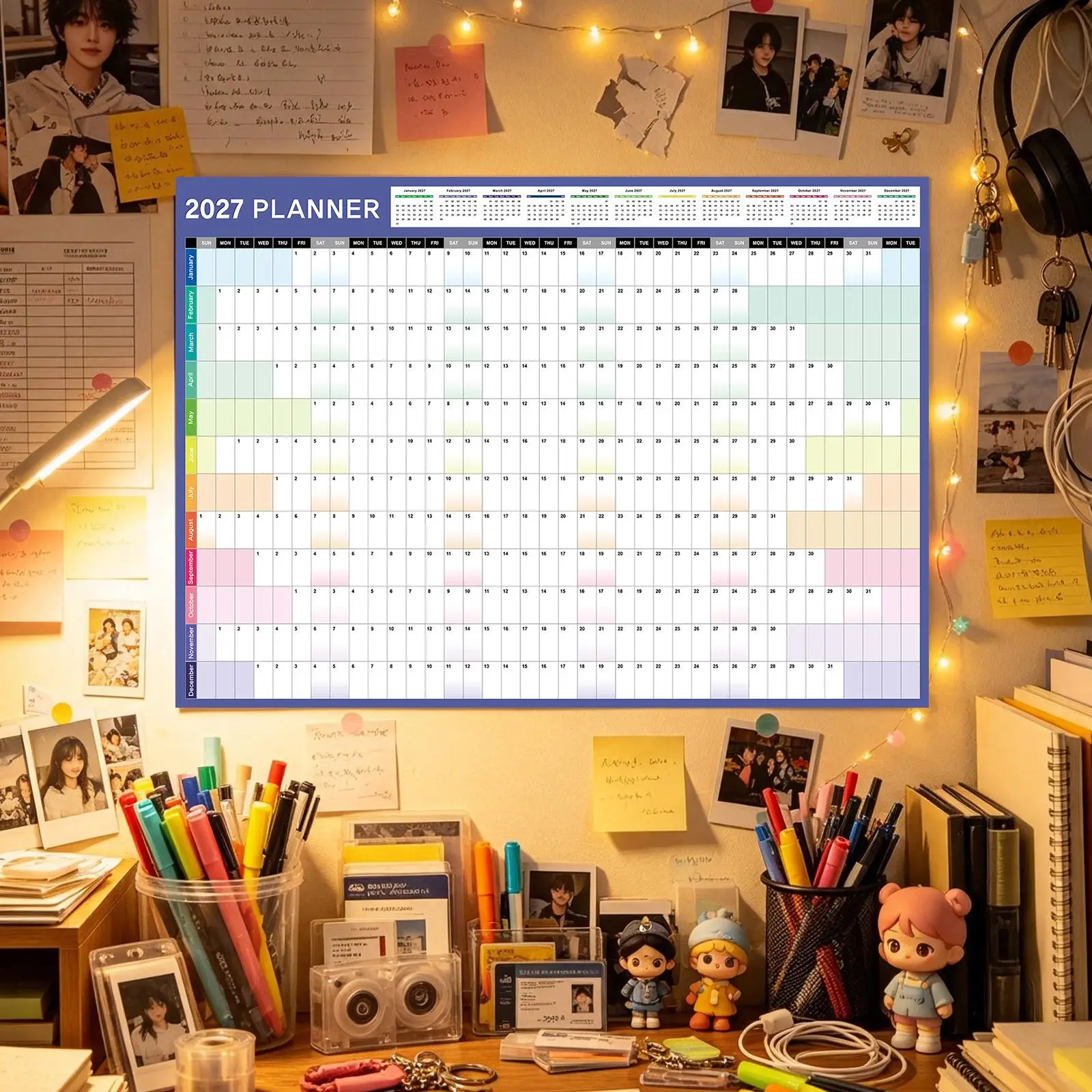Calendar Wall 2027 New Yearly Daily Schedule Planner Sheet Paper 12 Months Plan Annual Hanging Planning Weekly Agenda Pad Month