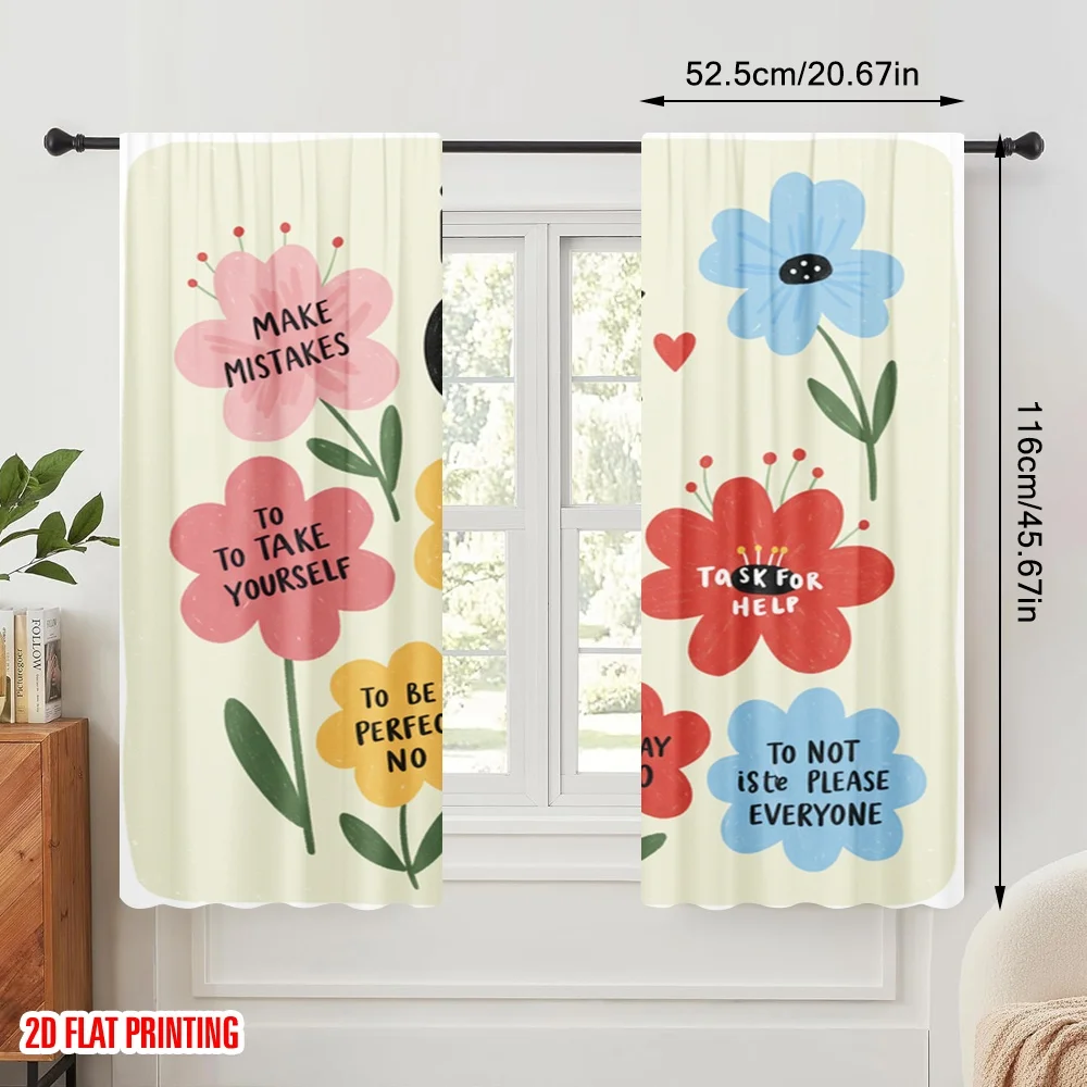 2pcs 2D flat printing Drapes It's OK to Make Mistakes_a Polyester Without Electricity Seasonal Party & Holiday Decor Use for All