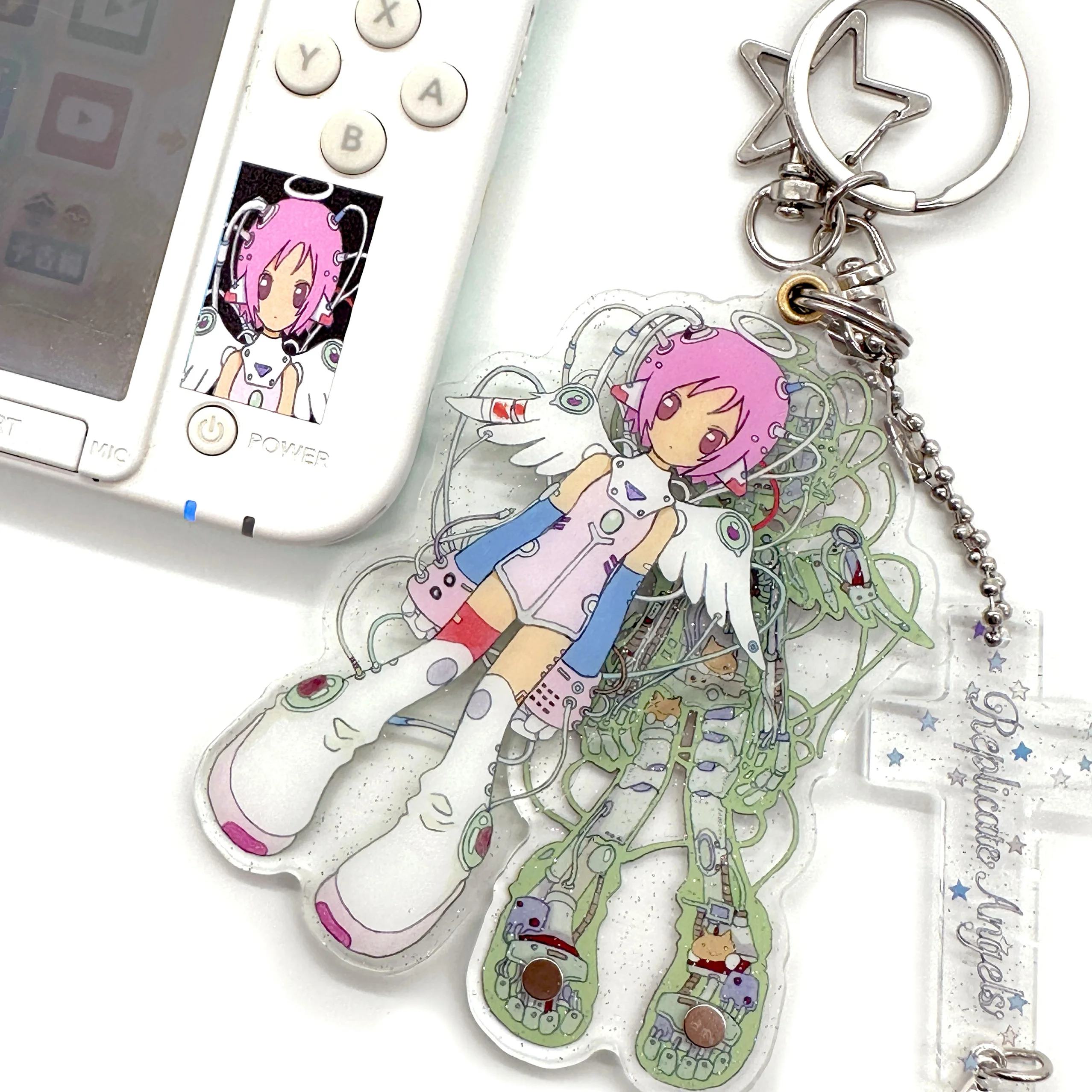 

Cute Clone Angel Sparkling Powder Magnetic Acrylic Keychain Bag Pendant Accessories Keychain