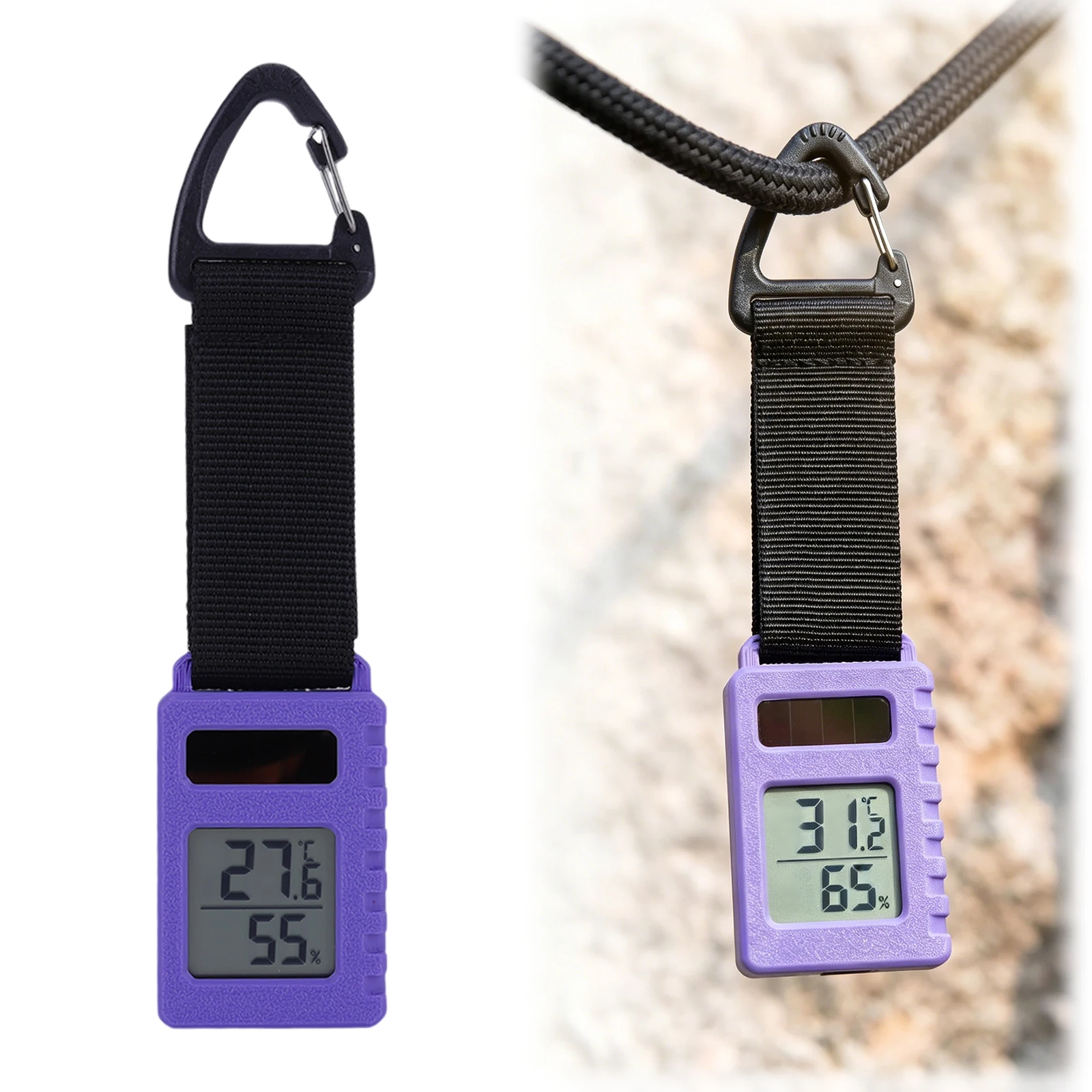 3D Printed Portable Mini Thermometers Solar Temp Humidity Meter Splash-Proof Outdoor Hygrometer Mountaineering Pendant Keychain