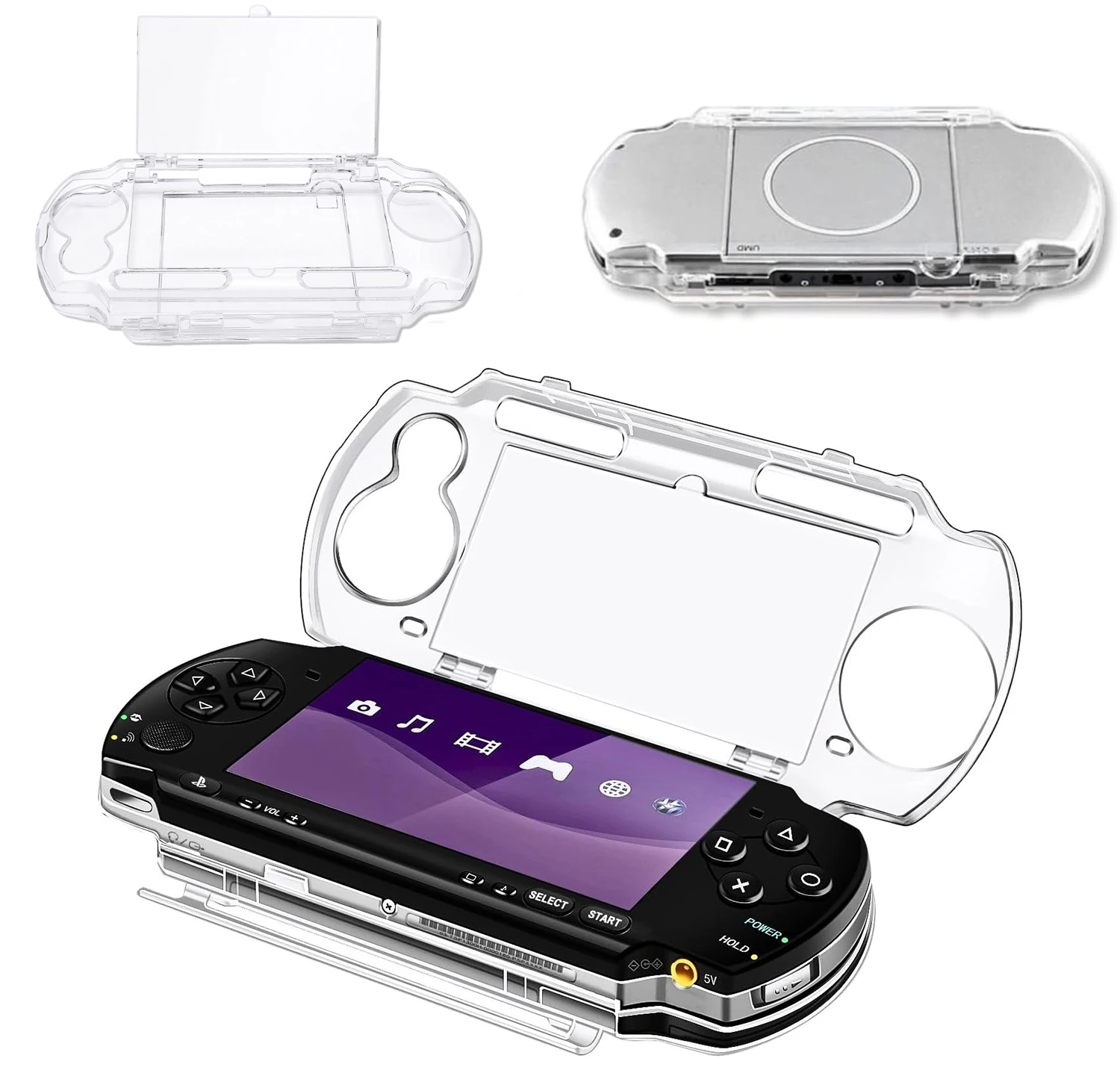 Transparente Hartschale für PSP – vollständiger Schutz mit transparenter Filmhalterung, stoßfest/kratzfest (für PSP 2000/3000 Serie).