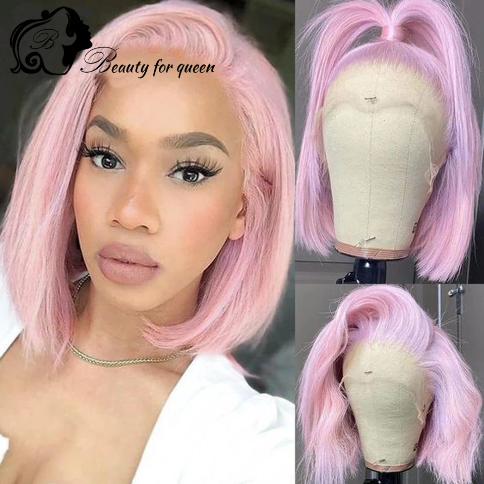 

Honey Blonde Pink Color Short Bob Wig Lace Front Human Hair Wigs For Woman Green Blue Red Colored Straight Bob Wigs Pre Plucked