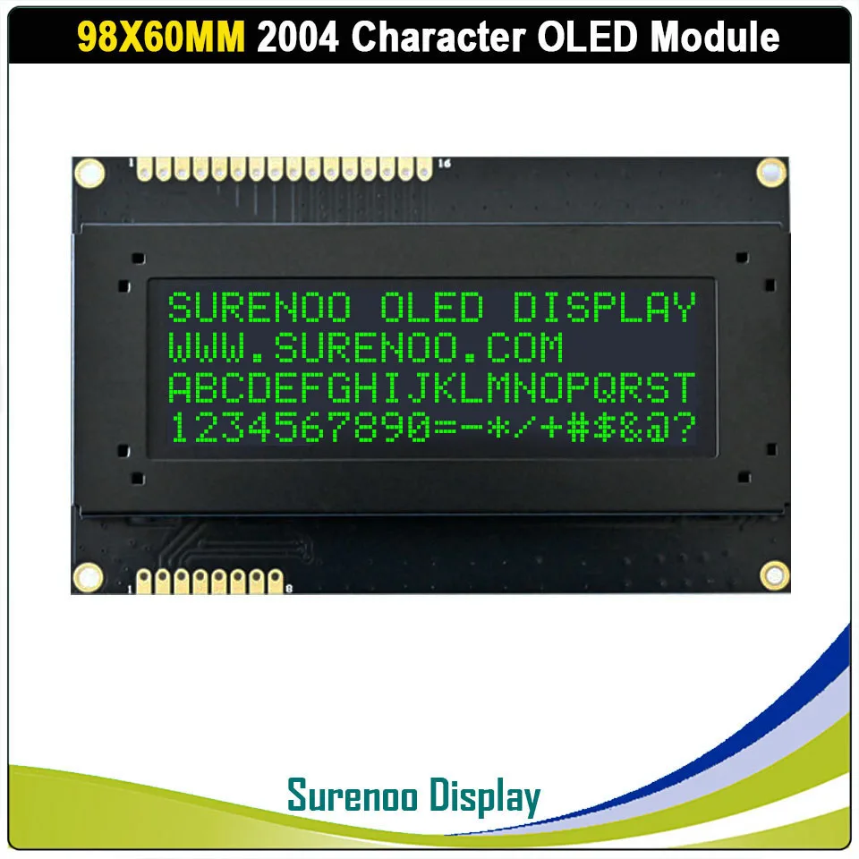 Real OLED Display, 2.89" 2004 204 20*4 COG Character LCD Module Screen LCM build-in US2066, Support Serial SPI IIC/I2C
