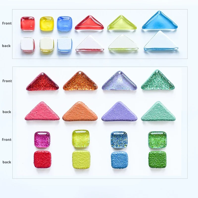 120g/4.23oz (Approx. 85pcs) Polygon Glass Mosaic Tiles Bright/Glitter Mosaic Craft Materials Square/Rhombus Mosaic Tile