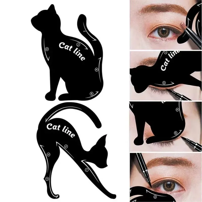 2-Piece Cat-Eye Stencil Template Eye Shape Shaper Model Easy Makeup Eyeliner Guide Eye Makeup Tool