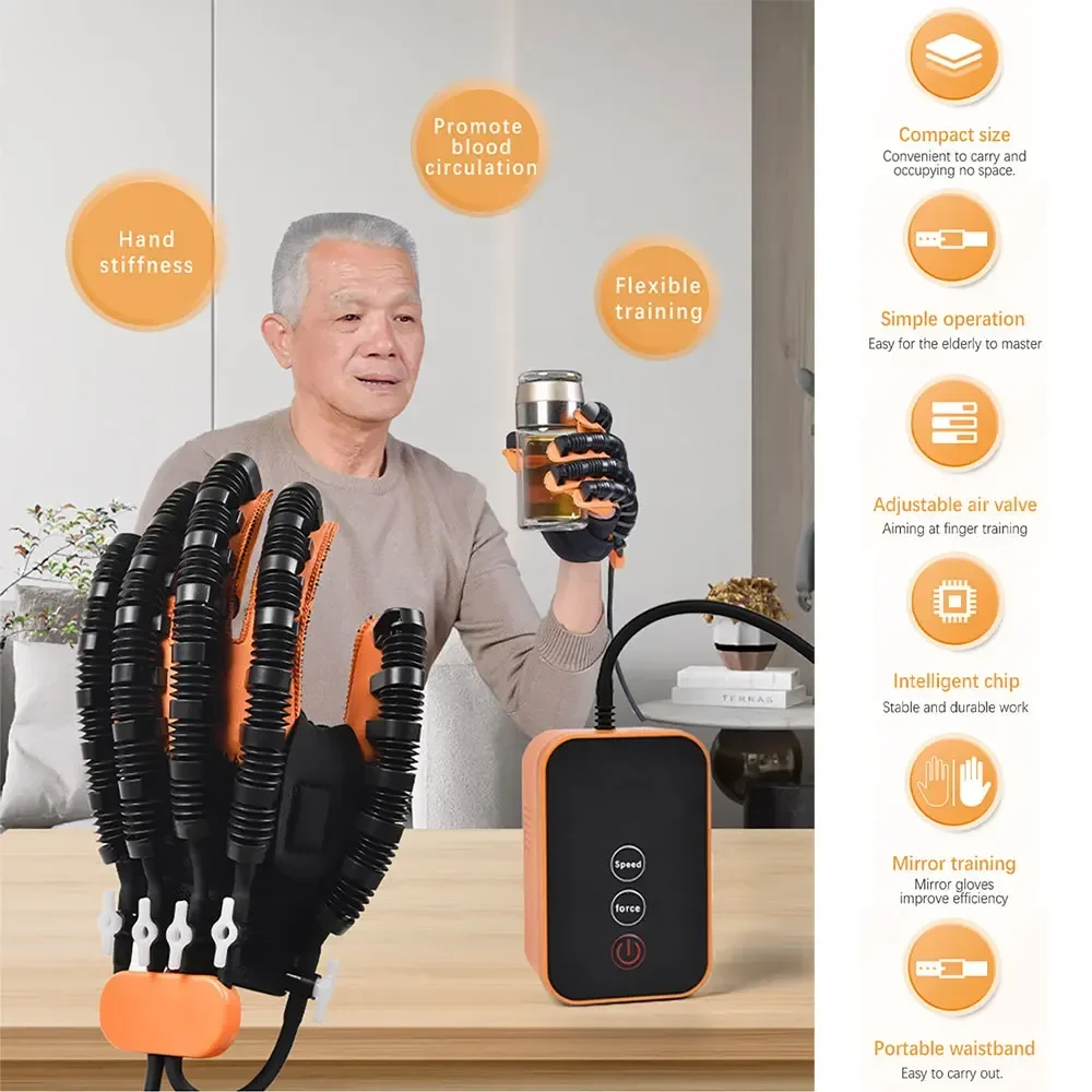 Rechargeable Rehabilitation Equipment Robot Gloves Stroke Hemiplegia Cerebral Infarction Training Finger Hand Function Exerciser