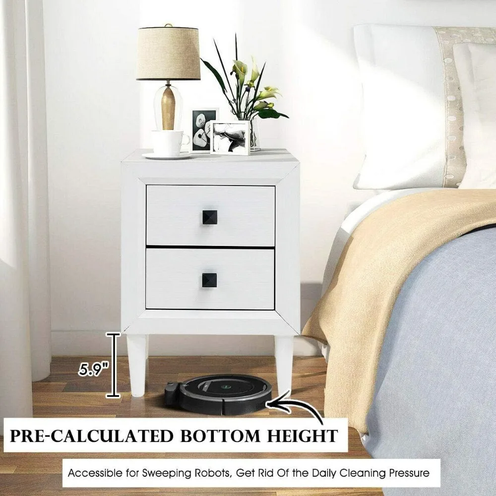 Wood Nightstands,Multipurpose End Table Sofa Side Table Bedside Cabinet with 2 Drawers,Perfect for Bedroom/Living Room