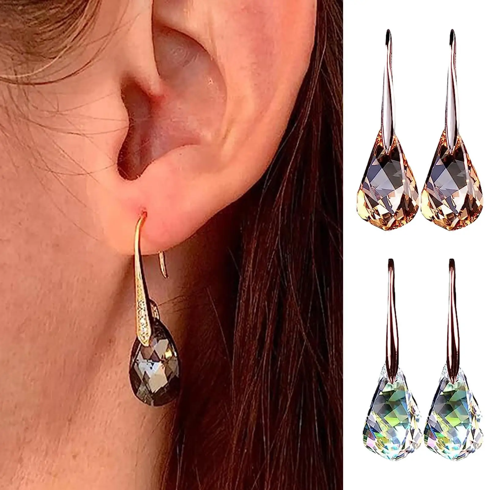 Lymphatic Earrings Slimming Magnetic Weight Loss Earrings Sparkly Rhinestone Dangle QuartzStone Lymphatic Drain Earrings