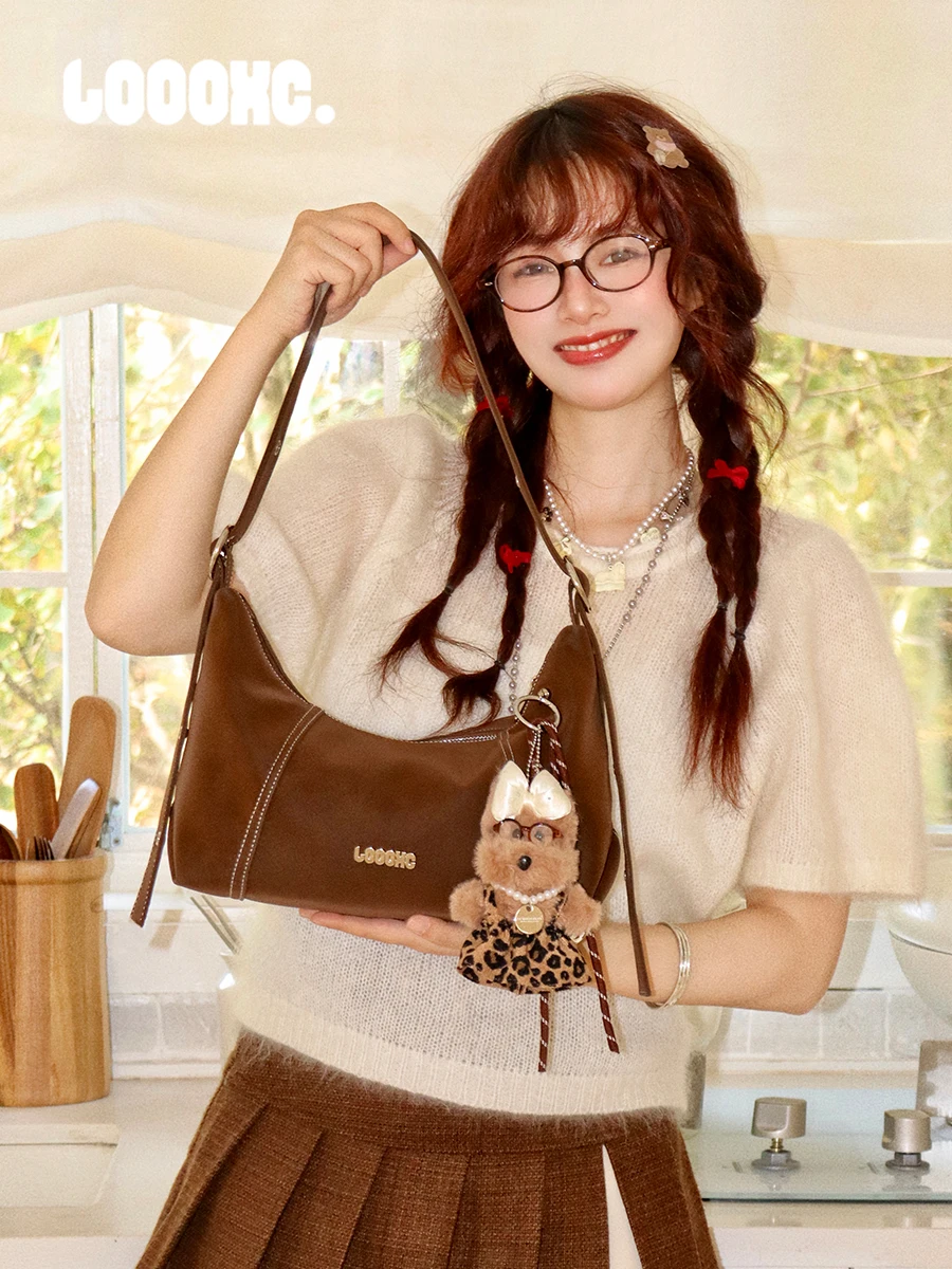 Caramel Leopard Underarm Bag Lightweight Brown Tote Crossbody Bag for Commuting Versatile Single Shoulder Sling Bag - view 2
