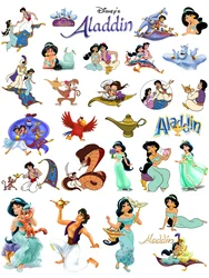 Disney cartoon animation Aladdin printing for clothes Jasmine Princess clothes patches thermo-stickers for children