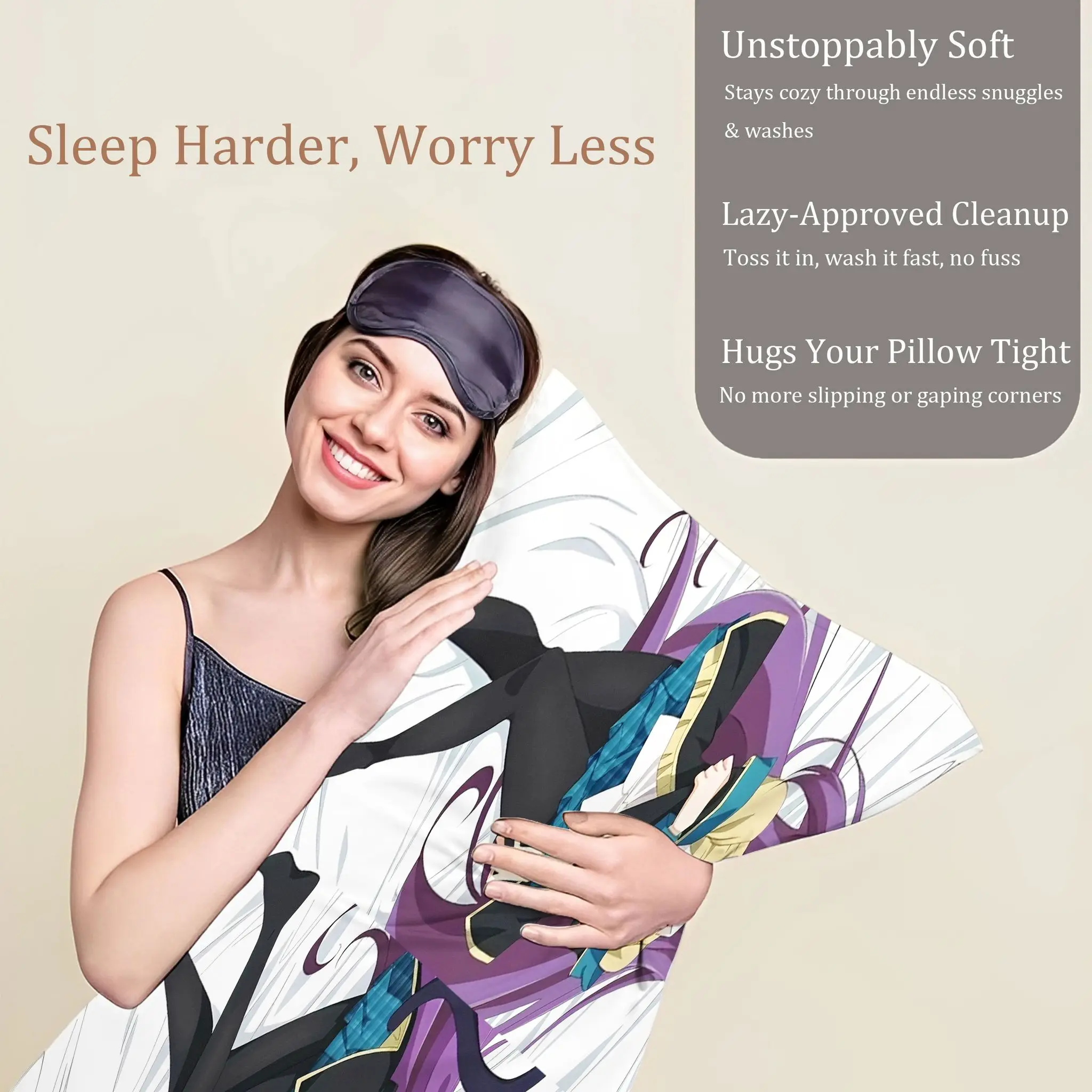 Anime Twin Purple-Haired Sisters Flower Pattern Full-Body Pillowcase with Detachable Washable Cushion Cover, Suitable for Side S
