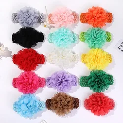 0-3Y KIDS BOWS Headbands Chiffon Flower Soft Strecth Hair Band Handmade for Baby Newborns Head Tie Infants Babe Hair Accessories